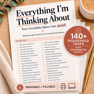 Mental Load Tracker for Moms | Invisible Labor Checklist, Fair Division Workbook & Conversation Scripts