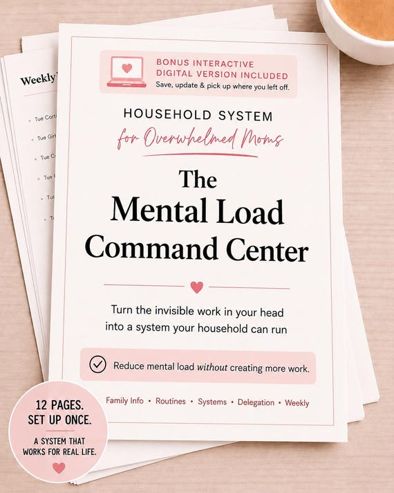 Mental Load Command Center for Moms | ADHD Home Management System | Household Organizer