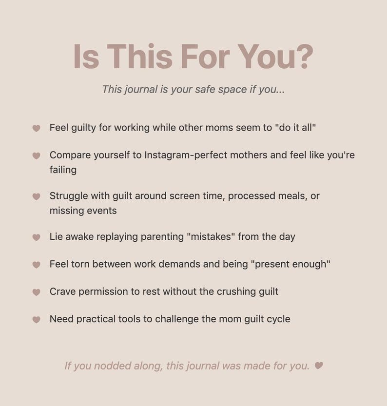 Mom Guilt Journal for Overwhelmed Mothers | Self-care Workbook ...