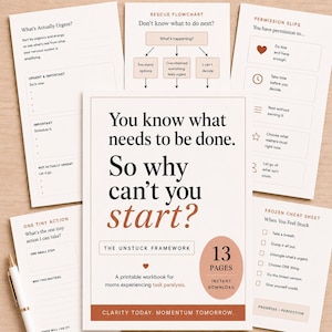 Task Paralysis Workbook for Moms | Executive Dysfunction Printable | Procrastination Help | The Unstuck Framework