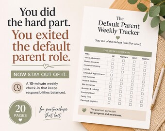 Default Parent Weekly Tracker | Mental Load Help for Moms | Fair Division of Chores | Printable PDF