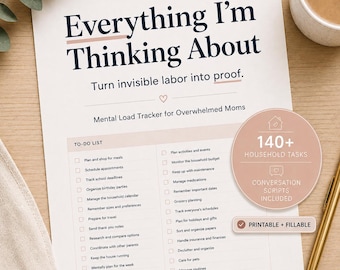 Mental Load Tracker for Moms | Invisible Labor Checklist & Fair Division Worksheet