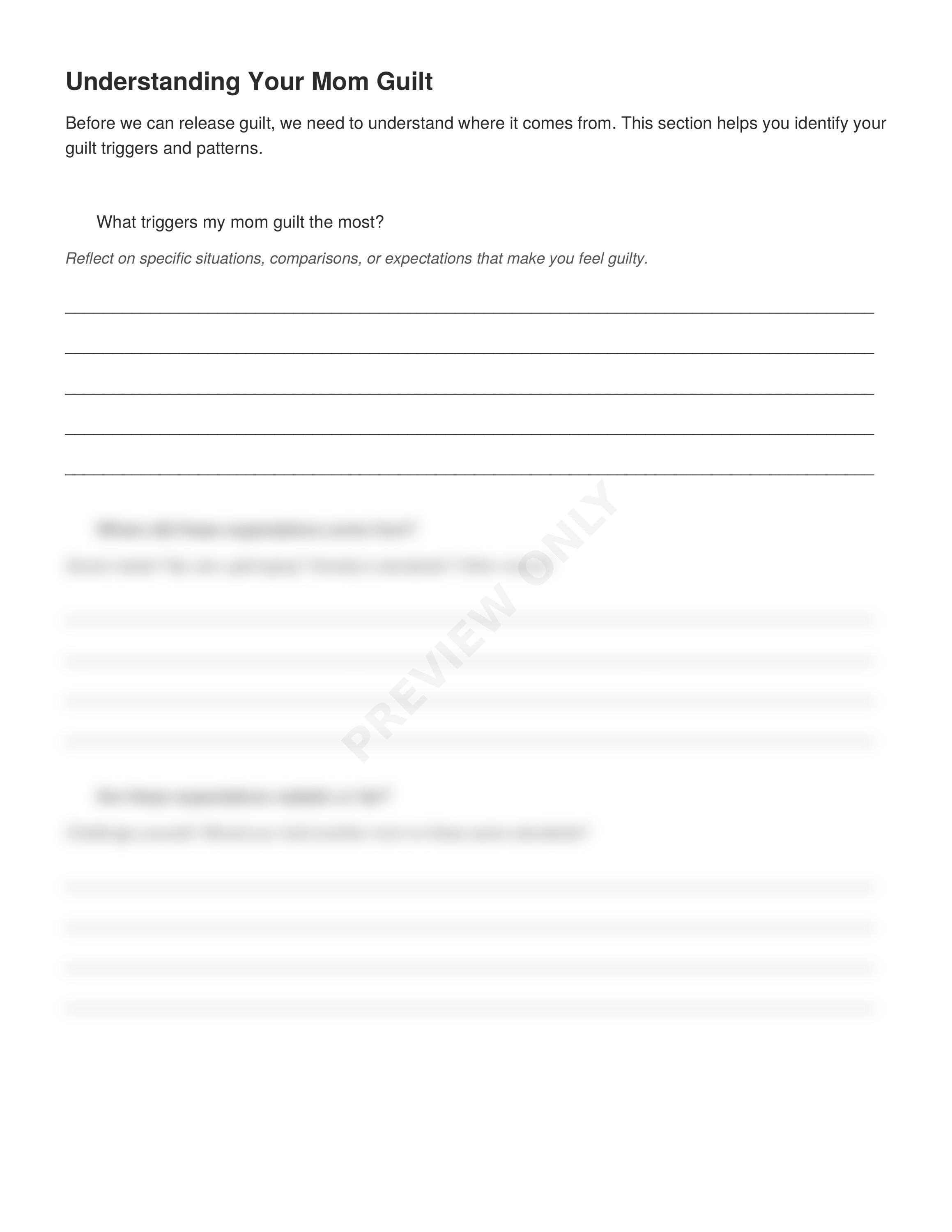 Mom Guilt Journal for Overwhelmed Mothers | Self-care Workbook ...