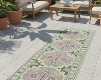 Mint Green Runner Rug for Home and Office – Lavender Floral, Hallway Entryway Decor