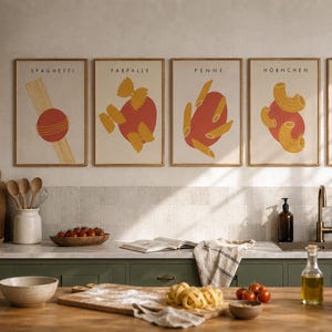 Minimalistisches Pasta Poster | Italienische Küche Wandbild | Moderne Küchen Deko | A4 & A3 Bild 3