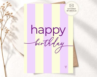 Happy Birthday Karte – moderne schlichte Geburtstagskarte als Postkarte oder Premium Klappkarte, Geburtstagsgeschenk