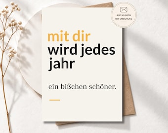 Geburtstagskarte „Mit dir wird jedes Jahr ein bisschen schöner“ – liebevolle Grußkarte für Frauen, Freundin, Postkarte oder Klappkarte