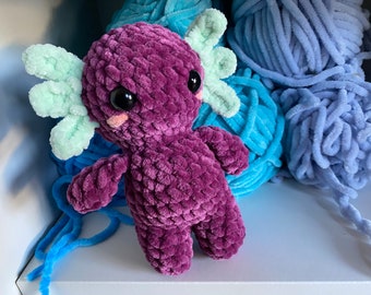 Axolotl Plush Toy - Crochet Amigurumi Purple Axolotl Stuffed Animal