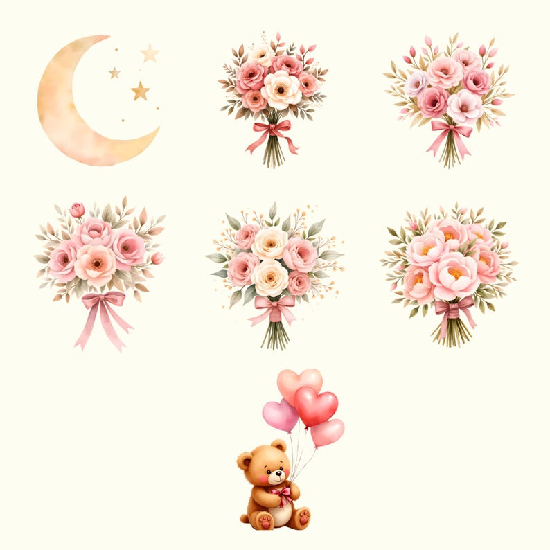 Watercolor Pink Teddy Bear Clipart PNG, Cute Baby Bear Watercolour ...