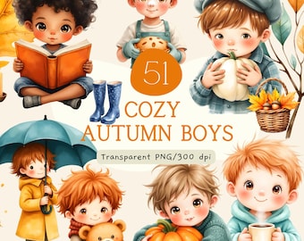 Pacchetto di clipart Bambino d'autunno, Bambino autunnale ad acquerello PNG, Baby shower a tema zucca, Invito di compleanno, Festa a tema zucche, Uso commerciale