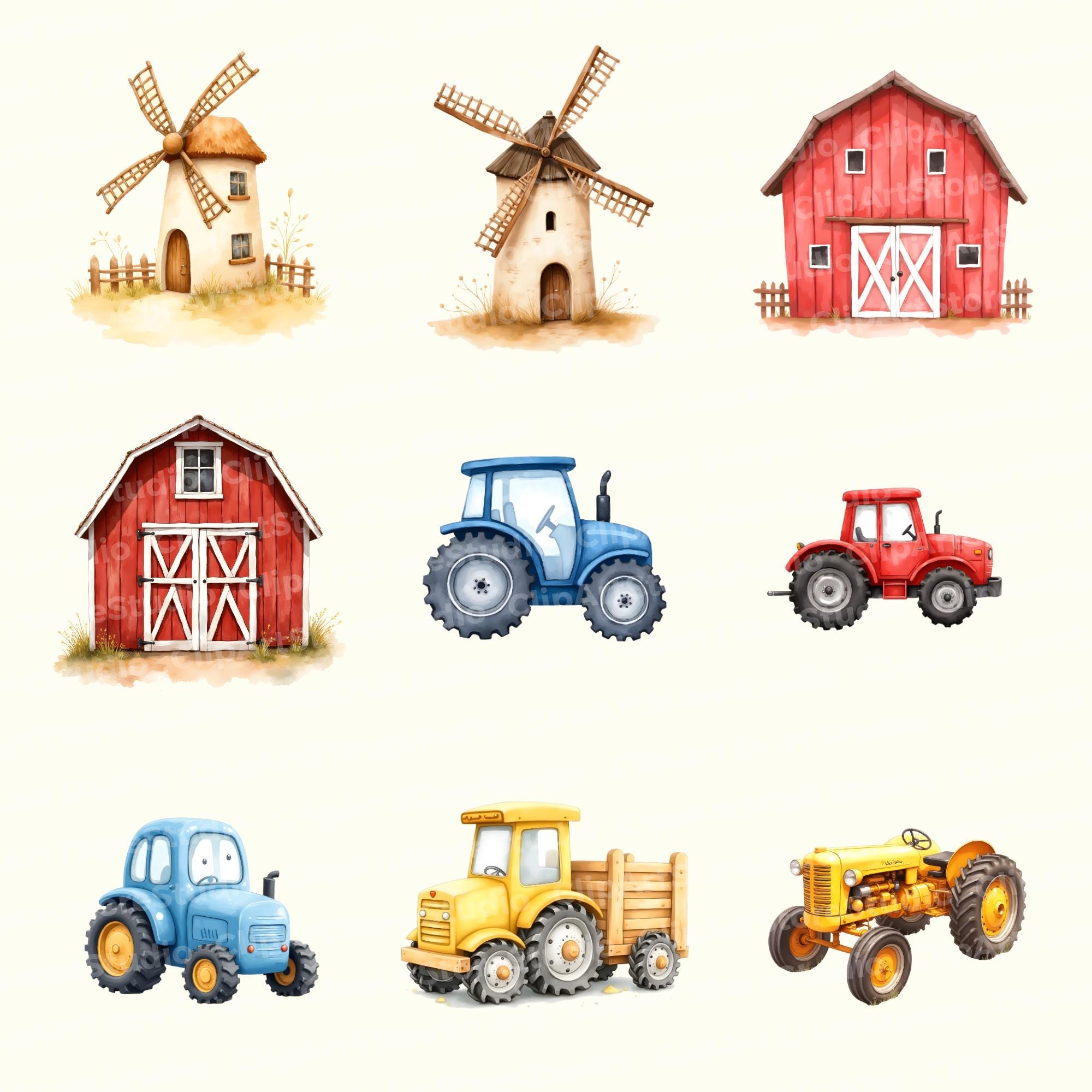 Watercolor Farm Clipart Bundle | Barn Animals PNG (digital Download ...