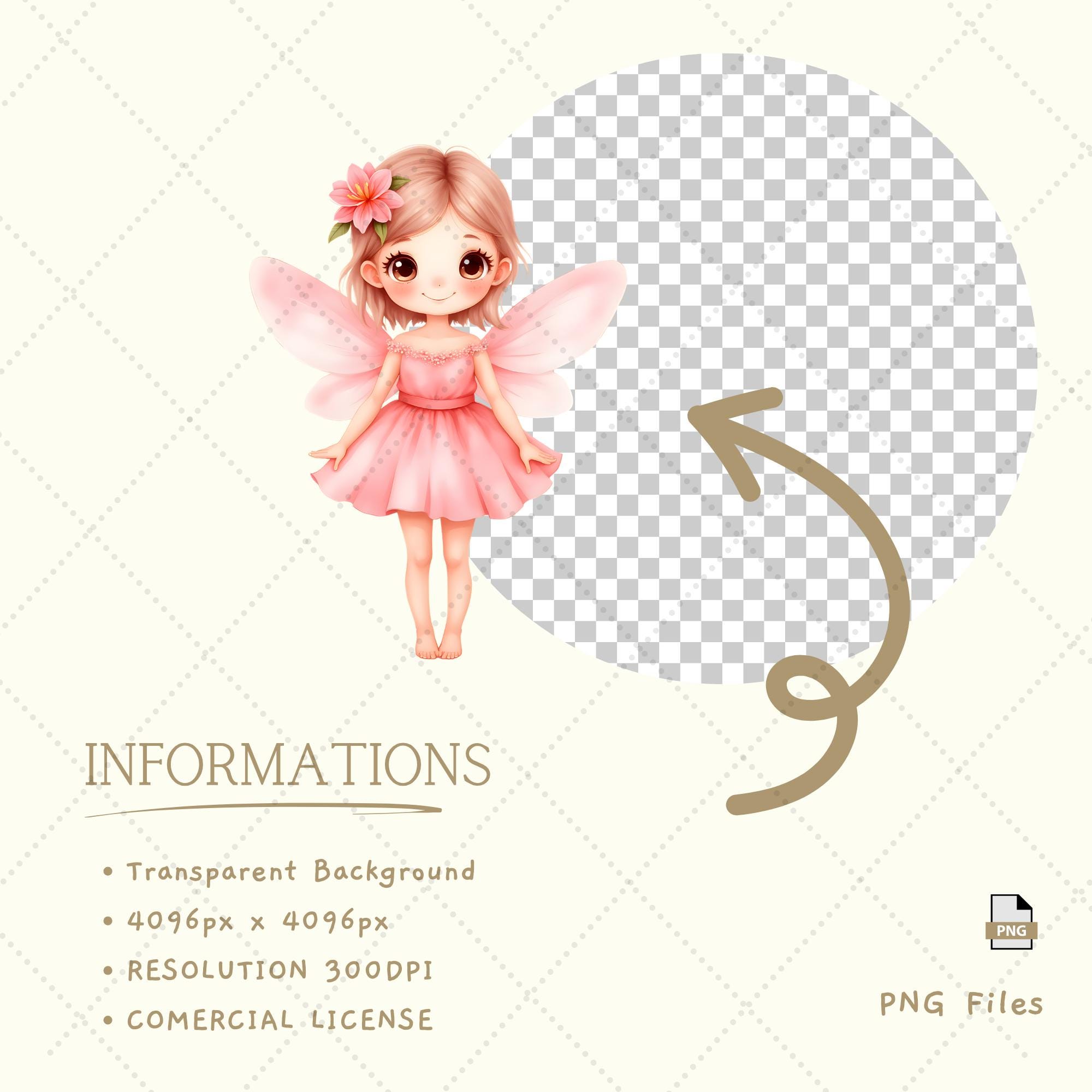 Watercolor Pink Fairy Garden Clipart, 53 PNG Graphics (digital Download ...