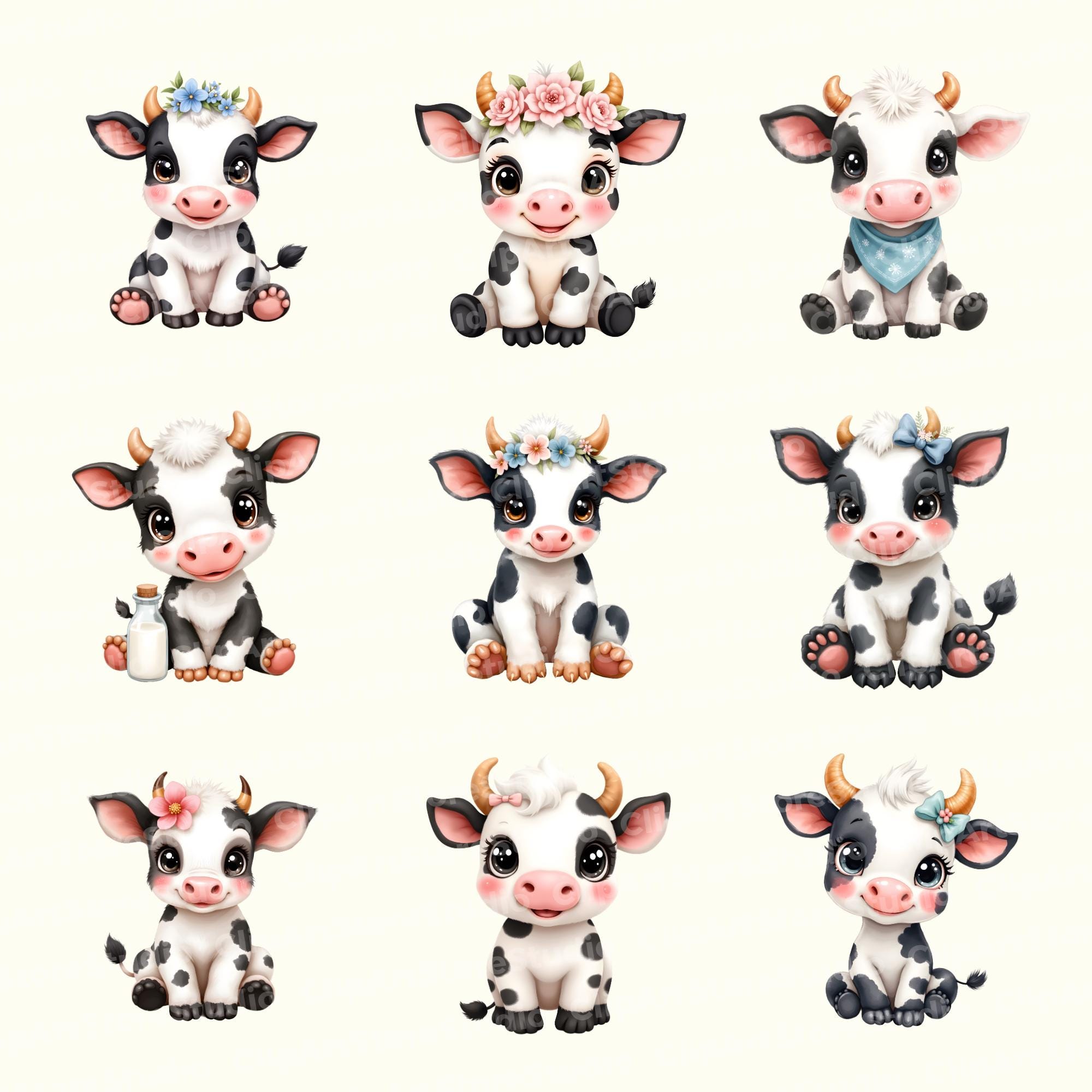 Watercolor Cow Clipart PNG, Farm Animal Sublimation Design, Baby Cow ...