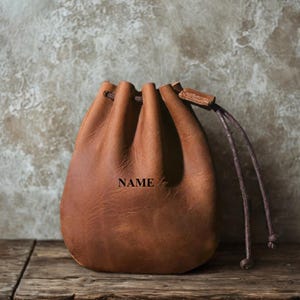 Full-Grain Leather Drawstring Coin Pouch | Stylish & Functional Retro Coin Purse