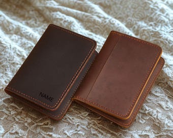 Handgefertigte Brieftasche aus Vollleder: Schlanke und stilvolle minimalistische Brieftasche, Kartenmünzenbeutel-Geschenk für Sie & Ihn
