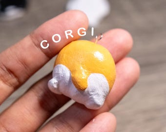 Llavero de piedra antiestrés con forma de trasero de Corgi / Trasero regordete de Corgi hecho a mano en arcilla / Juguete antiestrés para aliviar la ansiedad / Divertido regalo para perros