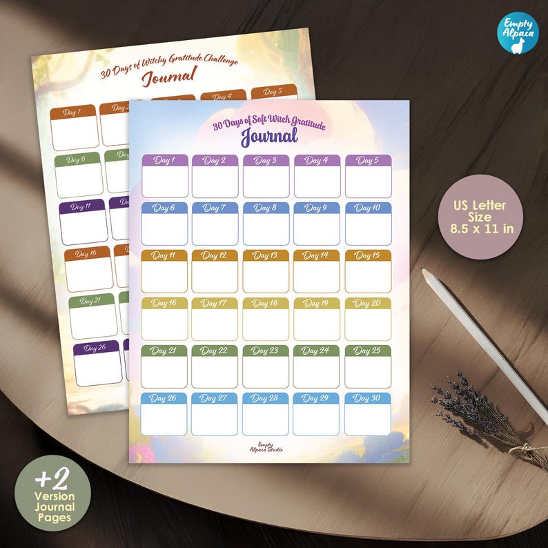 30 Day Gratitude Journal Printable | Daily Prompts Challenge PDF | Self ...