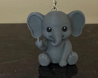 Middle Finger Elephant Keychain 2"