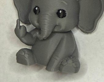 Refrigerator Magnet Middle Finger Elephant 2"