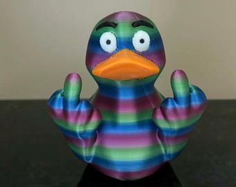 Middle Finger Dark Rainbow Duck 4"