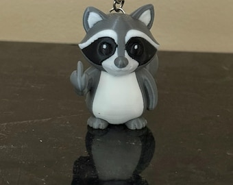 Middle Finger Racoon Keychain 2"
