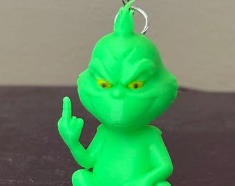 Middle Finger Grinch Keychain 2"