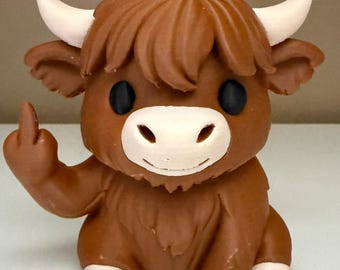 Highland Cow Middle Finger 4"