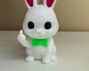 Middle Finger Rabbit (Green Bow) 4"