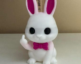 Middle Finger Rabbit (Pink Bow) 4"