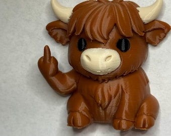 Refrigerator Magnet Middle Finger Highland Cow 2"