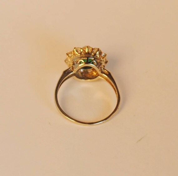 Vintage 14kt White and Yellow Gold Emerald & Diam… - image 5