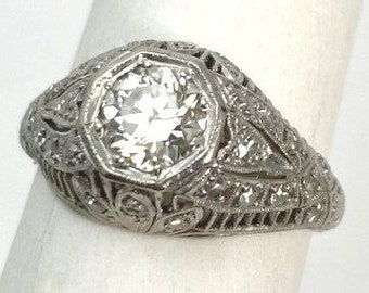 Art Deco Platinum & Diamond Engagement Ring 1.0ctw