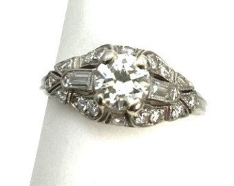 Art Deco Platinum & Diamond Engagement Ring 1.33ctw.