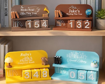 Books Read This Year Tracker,Personalized Book Counter, 3D Printed Book Holder Decor, Library Bookshelf Sign, Thoughtful Reader Gift