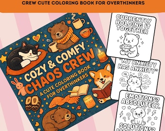 Sarcastic Animal Coloring Book for Adults – Funny Kawaii Stress Relief Coloring Pages | 25 Bold Designs | Printable PDF