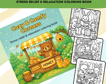 Little Corner Coloring Book PDF – 25 Printable Pages for Kids & Adults, Instant Digital Download, Bold and Easy Coloring Book