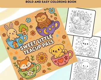 Cozy Coloring Book Cute – Bold and Easy Cute Coloring, Digital Coloring Book, For Adults and Kids