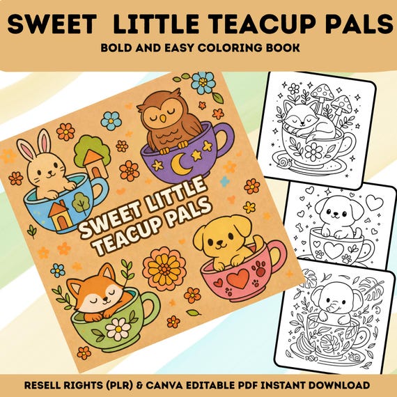Cozy Cute Coloring Book | Bold and Easy Designs | Digital Coloring Book | For Adults and Kids | Printable PDF | Instant Download