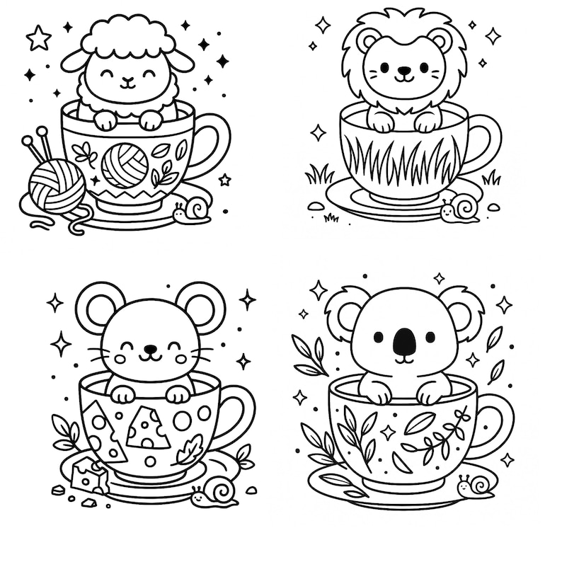 Cozy Cute Coloring Book | Bold and Easy Designs | Digital Coloring Book | For Adults and Kids | Printable PDF | Instant Download image 5