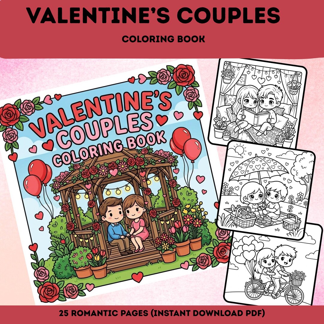 Valentine’s Coloring Pages for Adults | Cute Animal Valentine Coloring ...