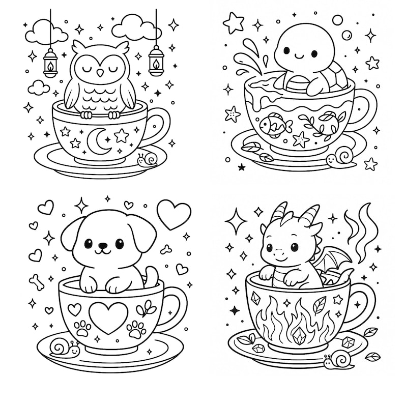 Cozy Cute Coloring Book | Bold and Easy Designs | Digital Coloring Book | For Adults and Kids | Printable PDF | Instant Download image 3