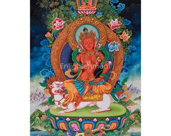 Simhanada tibetana Lokeshvara Thangka / Arte Paubha Avalokiteshvara / Protección y compasión