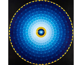 Hochwertiger lebendiger Mandala-Druck | Traditionelle Himalaya Mandala Druck | Thangka Wandkunst für Meditation
