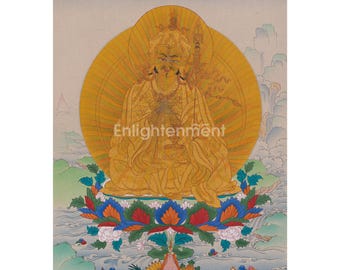 Buddyjska Thangka Padmasambhawy | Himalajska sztuka Guru Rinpocze | Bóstwo Mądrości