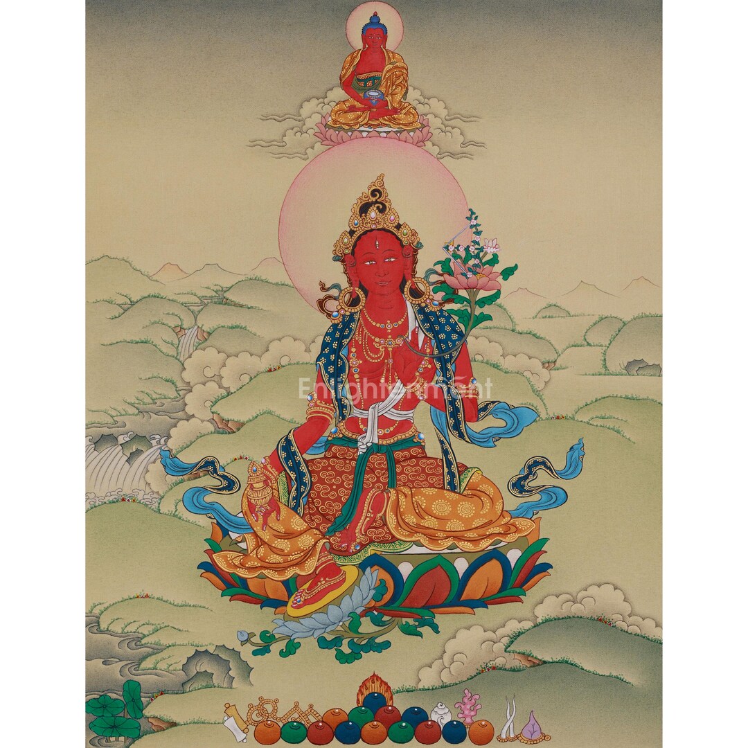 Tangka Red Traditional Thangka of Red Tara | A Symbol of Compassion and Power ...