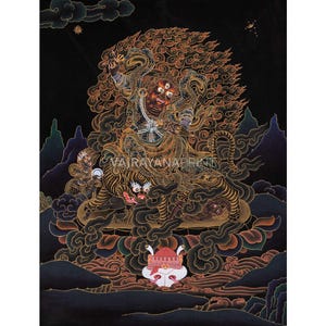 Dorje Drollo Black & Gold Thangka Print | Artwork Of The Golden Guardian | Canvas Print for Spiritual Empowerment