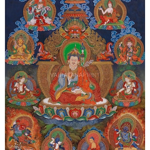 Guru Rinpoche Thangka Print | Eight Manifestations of Guru Padmasambhava | Tibetan Spiritual Art