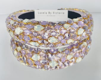 Lilac Crystal Headband Fully Embellished Padded Statement Headband Ladies headband special occasion alice band hair piece hair band