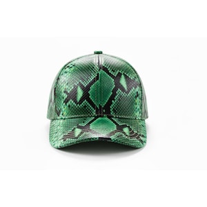 Luxury Green Snakeskin Leather Cowboy Cap: Handmade Python Caps