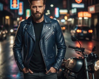 Herren Straußenlederjacke, einzigartige strukturierte handgefertigte Jacke